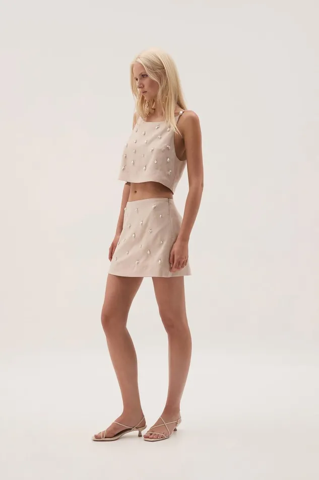 Aje Matching Sets Akoya Mini Skirt Oatmeal 8211 Women