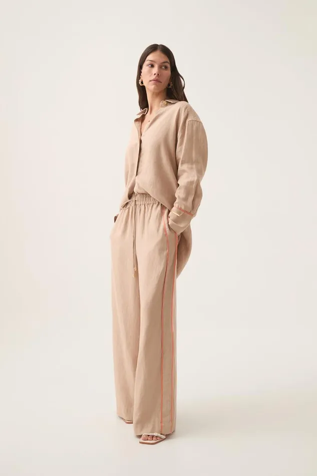 Aje Matching Sets Drawn Washed Linen Pant Warm Taupe 8211 Women