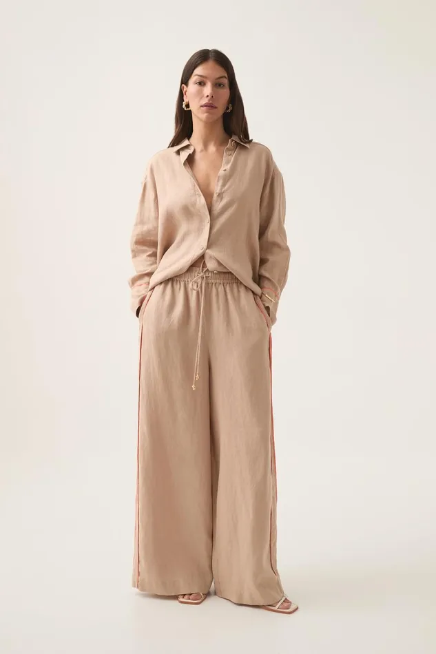 Aje Matching Sets Drawn Washed Linen Pant Warm Taupe 8211 Women