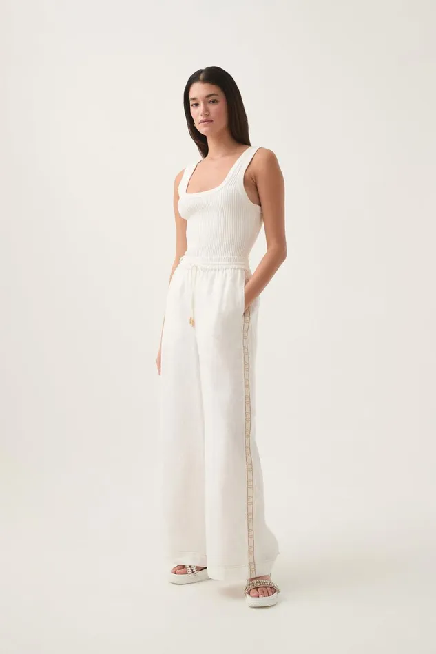 Aje Matching Sets Imogen Logo Linen Pant Ivory 8211 Women