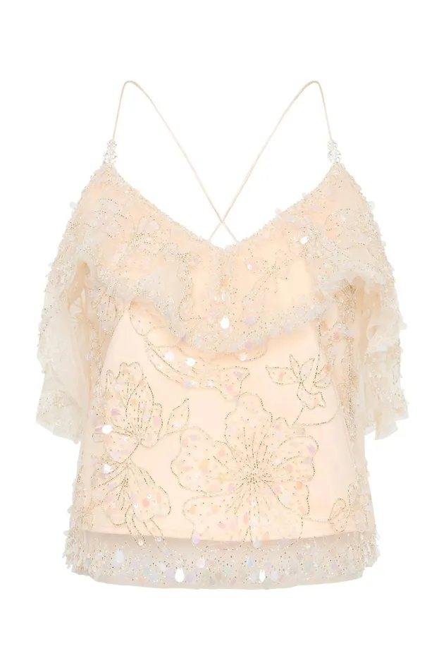 Aje Matching Sets Iridescence Crop Top Moondust 8211 Women Aje Matching Sets Iridescence Crop Top Moondust 8211 Women