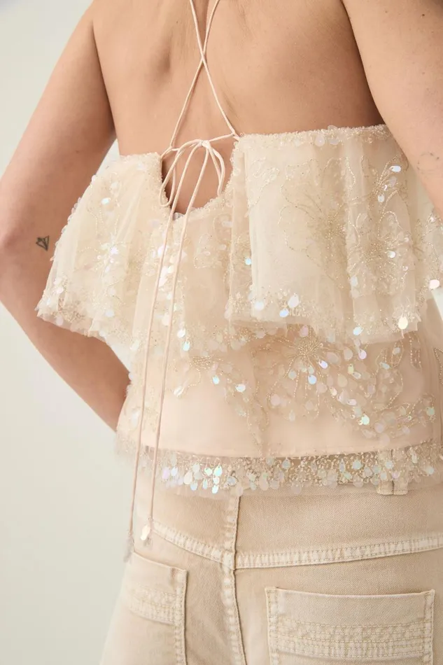 Aje Matching Sets Iridescence Crop Top Moondust 8211 Women Aje Matching Sets Iridescence Crop Top Moondust 8211 Women