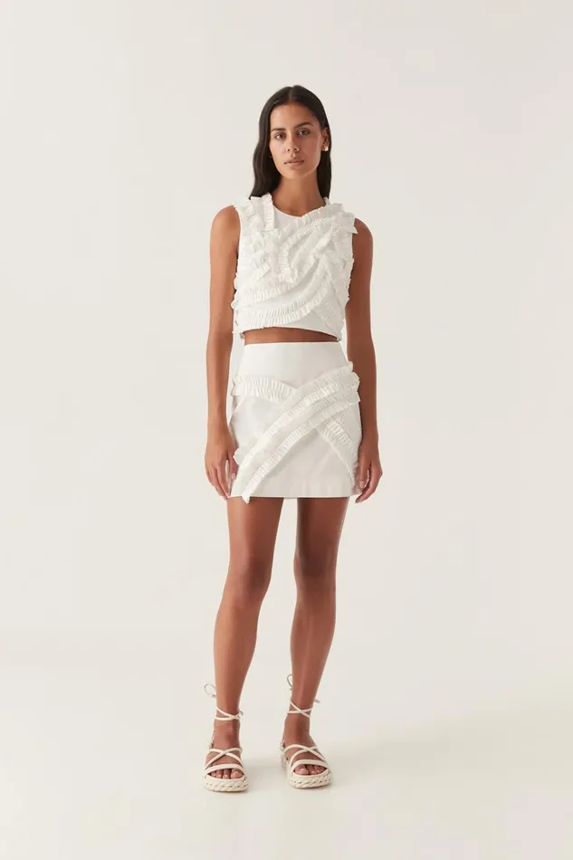Aje Matching Sets Kendra Frill Mini Skirt Ivory 8211 Women