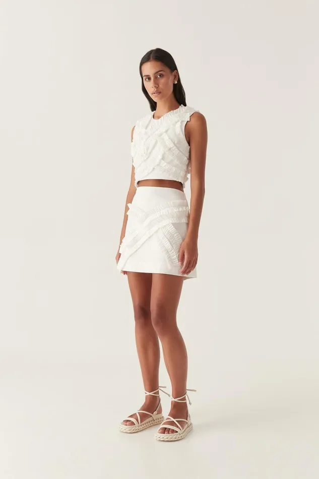 Aje Matching Sets Kendra Frill Mini Skirt Ivory 8211 Women