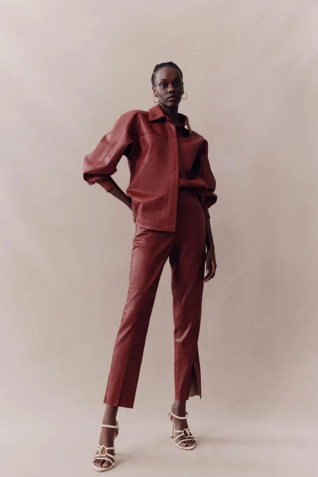 Aje Matching Sets River Vegan Leather Pant Mahogany Red 8211 Women