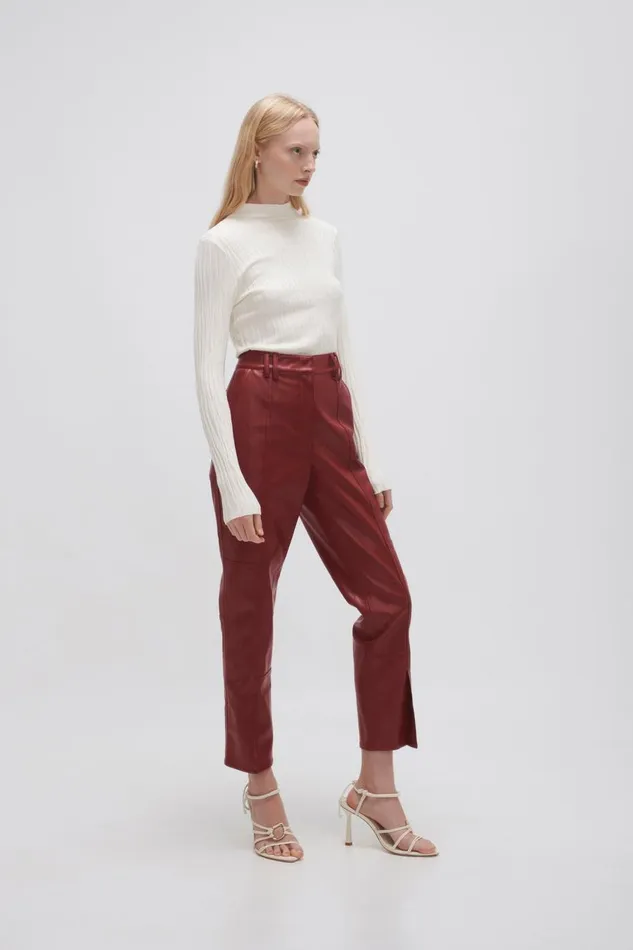 Aje Matching Sets River Vegan Leather Pant Mahogany Red 8211 Women