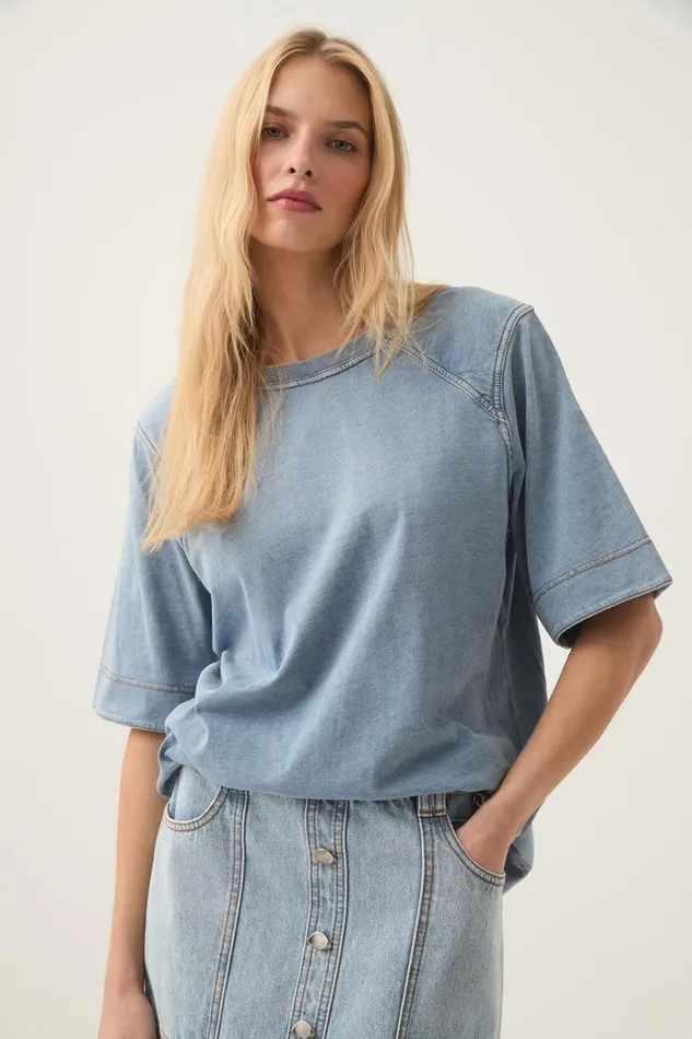 Aje Matching Sets Surreal Denim Overdye Tee Classic Wash 8211 Women