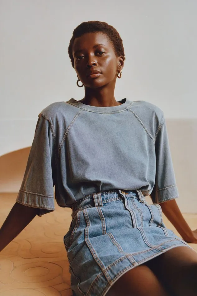 Aje Matching Sets Surreal Denim Overdye Tee Classic Wash 8211 Women