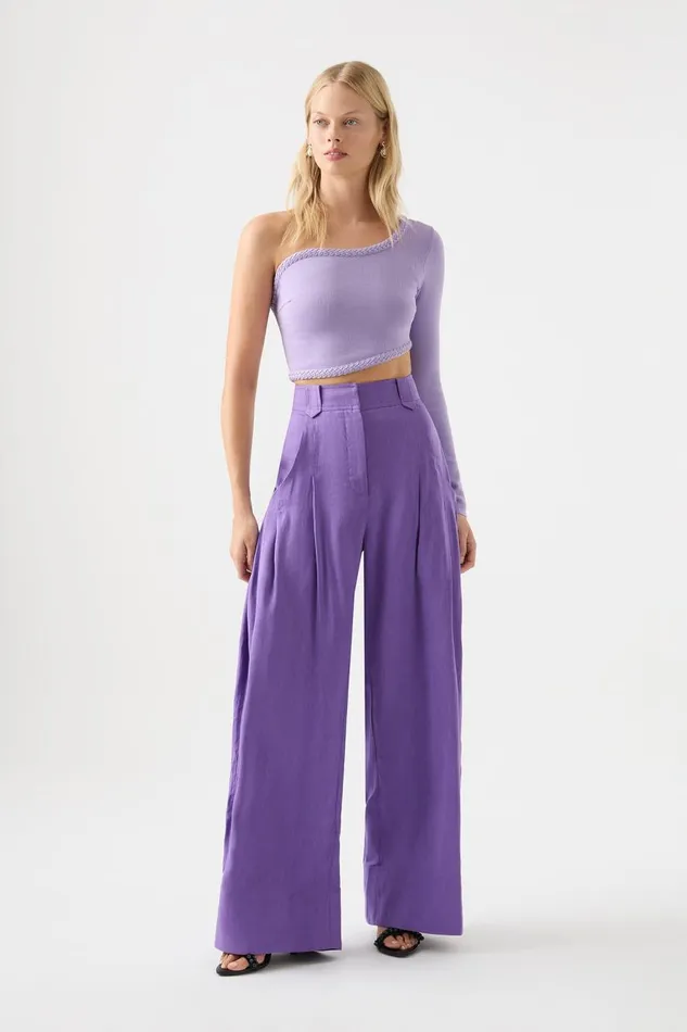 Aje Pants Equinox Pleated Wide Leg Pant Deep Violet 8211 Women