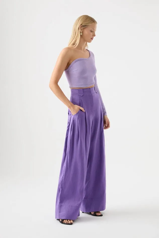 Aje Pants Equinox Pleated Wide Leg Pant Deep Violet 8211 Women