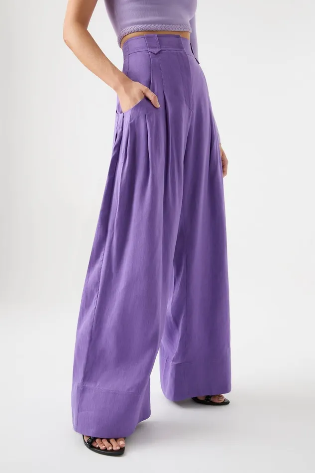 Aje Pants Equinox Pleated Wide Leg Pant Deep Violet 8211 Women