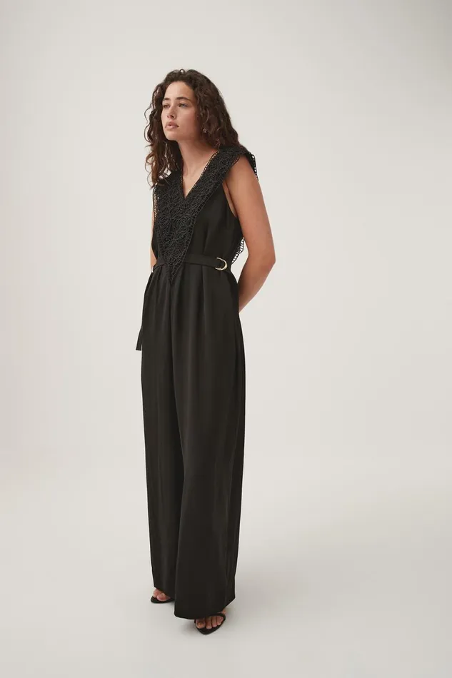Aje Playsuits and Jumpsuits Spirit Belted Jumpsuit Black 8211 Women