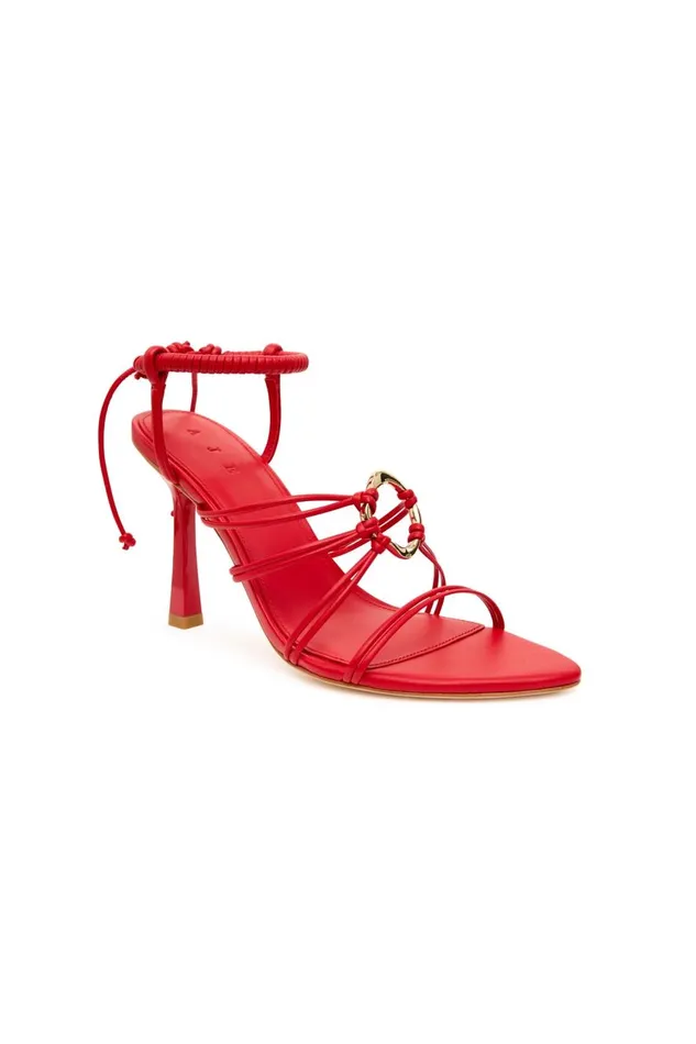 Aje Shoes Mirage Leather Strappy Heel Scarlet Red 8211 Women