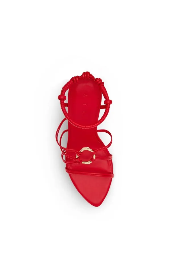 Aje Shoes Mirage Leather Strappy Heel Scarlet Red 8211 Women