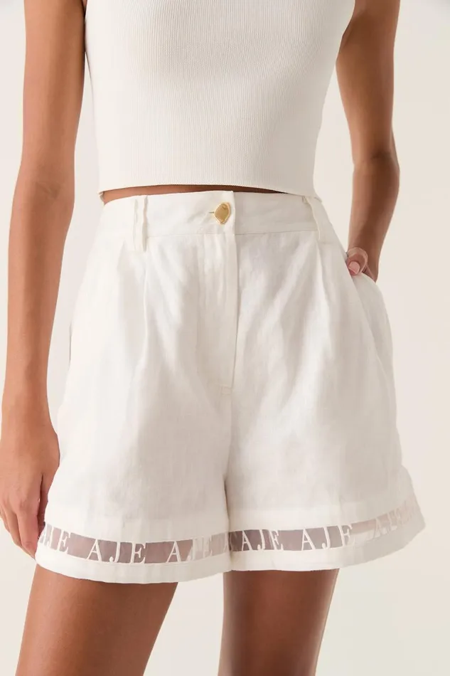 Aje Shorts Reframe Logo Short Ivory 8211 Women