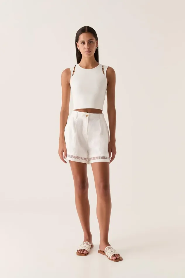 Aje Shorts Reframe Logo Short Ivory 8211 Women