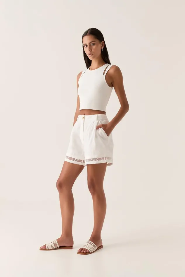 Aje Shorts Reframe Logo Short Ivory 8211 Women