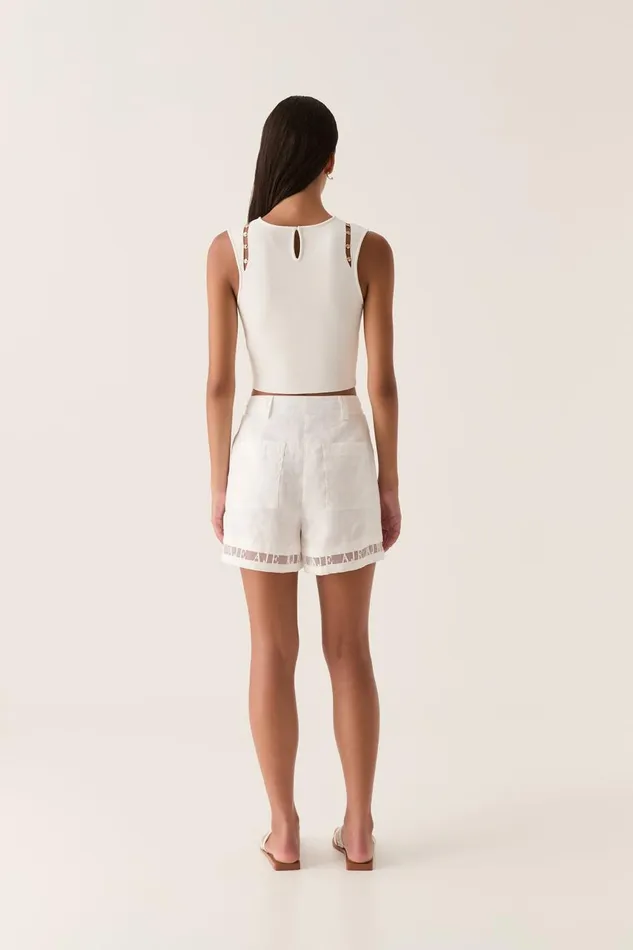 Aje Shorts Reframe Logo Short Ivory 8211 Women