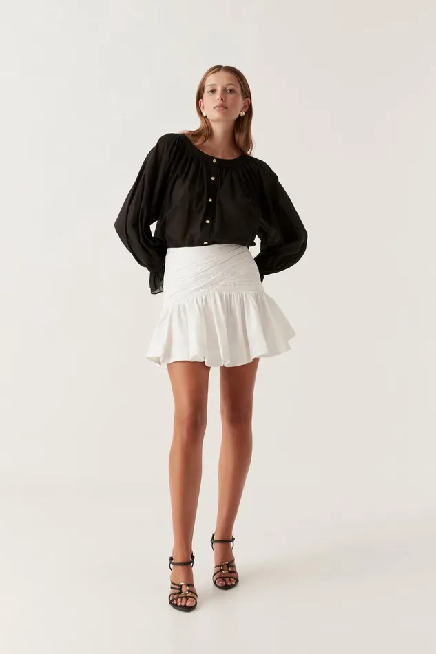Aje Skirts Carrie Ruched Mini Skirt Ivory 8211 Women