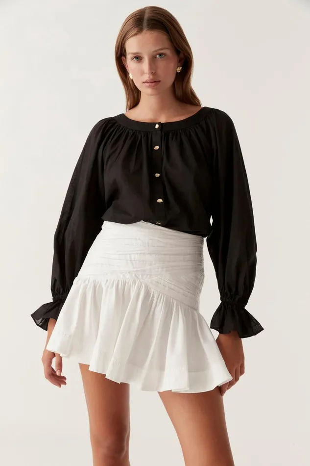 Aje Skirts Carrie Ruched Mini Skirt Ivory 8211 Women