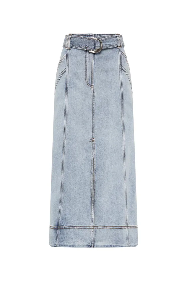 Aje Skirts Embrace Denim Midi Skirt Two Tone Indigo 8211 Women