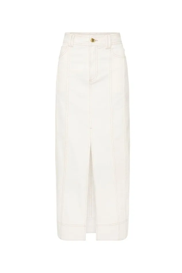 Aje Skirts Farley Denim Midi Skirt White 8211 Women