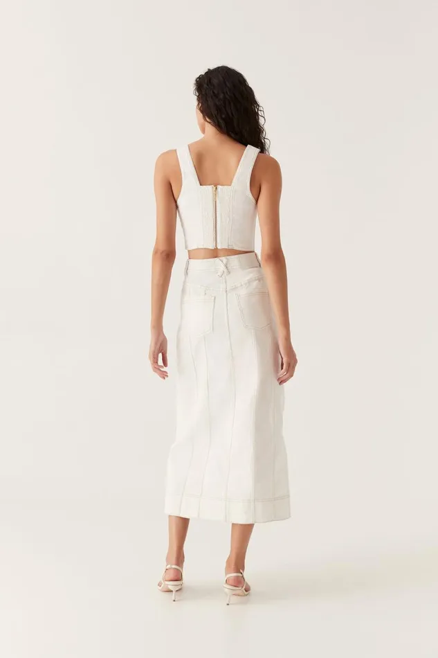 Aje Skirts Farley Denim Midi Skirt White 8211 Women