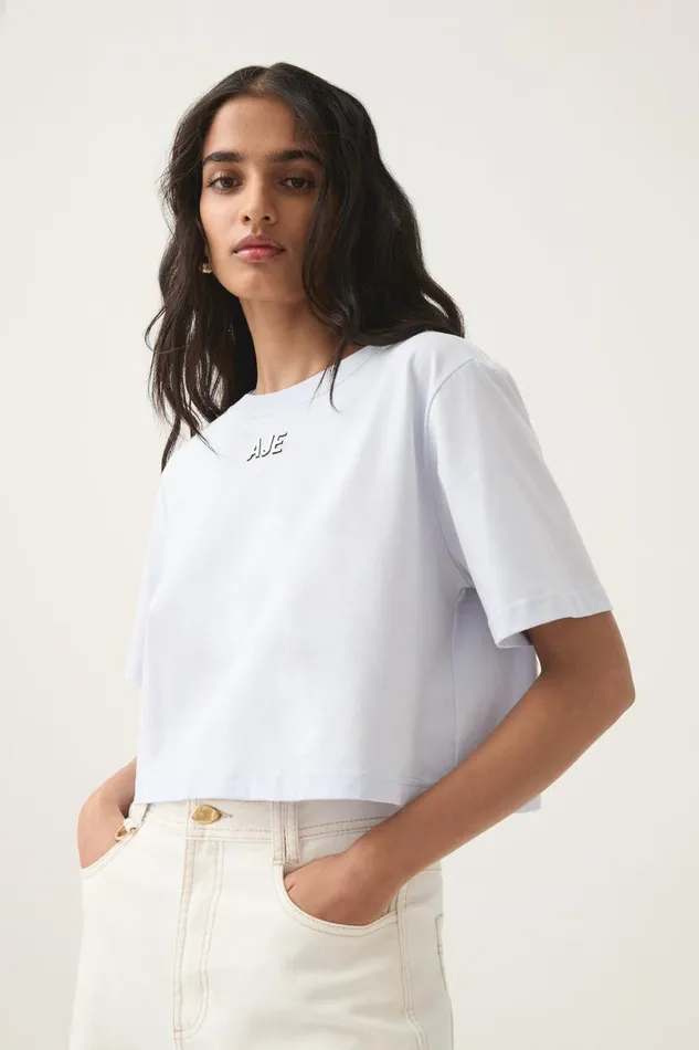 Aje Tees Beam Embroidered Logo Tee Soft Sky 8211 Women