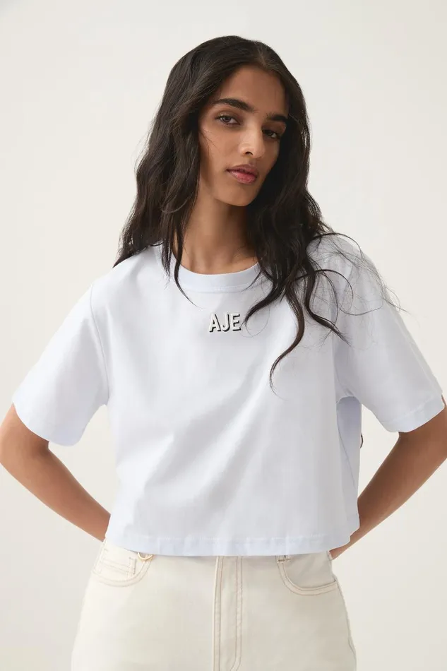 Aje Tees Beam Embroidered Logo Tee Soft Sky 8211 Women
