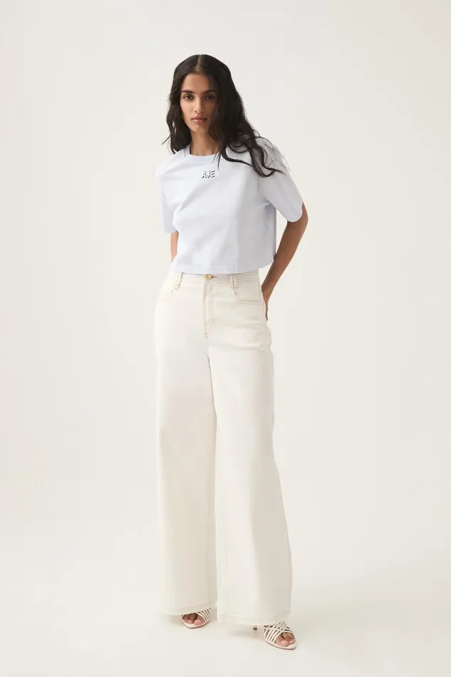 Aje Tees Beam Embroidered Logo Tee Soft Sky 8211 Women