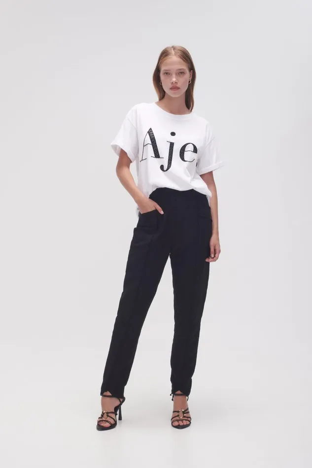 Aje Tees Classic Embellished Logo Tee Whiteblack 8211 Women