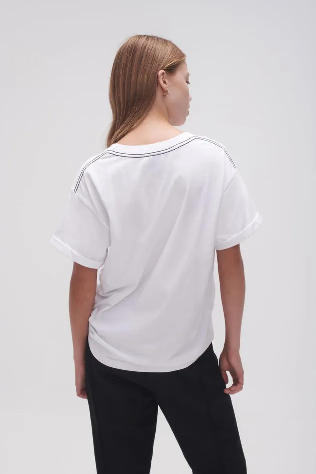 Aje Tees Classic Embellished Logo Tee Whiteblack 8211 Women