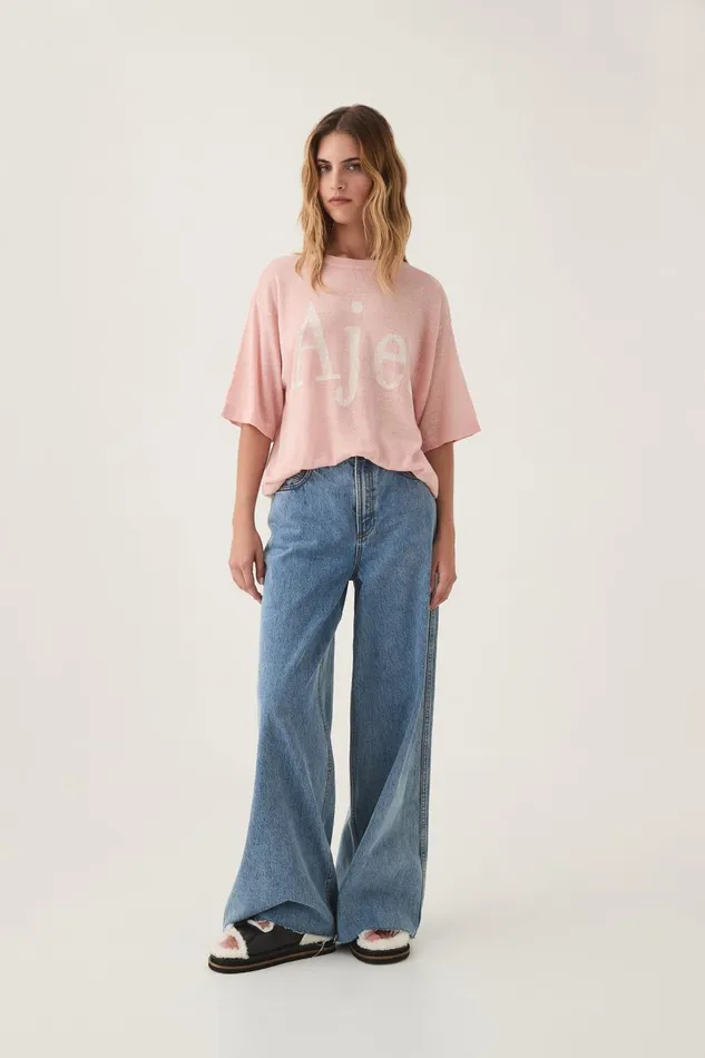 Aje Tees Elvira Oversized Linen Tee Blush Pink 8211 Women