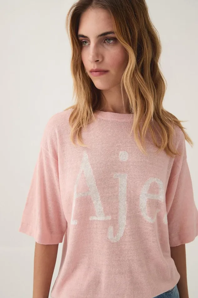 Aje Tees Elvira Oversized Linen Tee Blush Pink 8211 Women