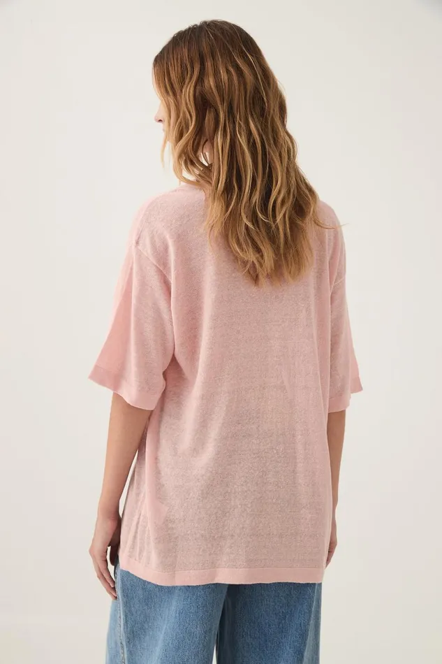 Aje Tees Elvira Oversized Linen Tee Blush Pink 8211 Women