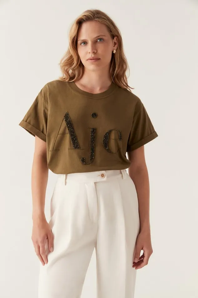 Aje Tees Karma Embellished Tee Deep Olive 8211 Women