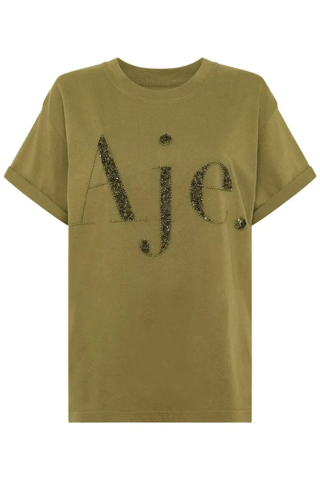 Aje Tees Karma Embellished Tee Deep Olive 8211 Women