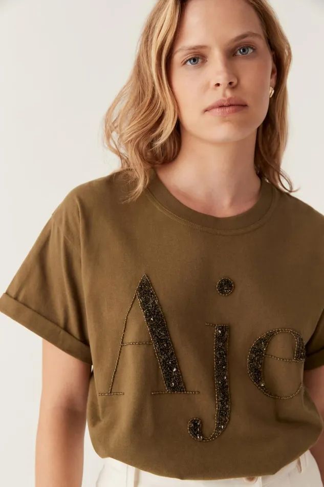 Aje Tees Karma Embellished Tee Deep Olive 8211 Women