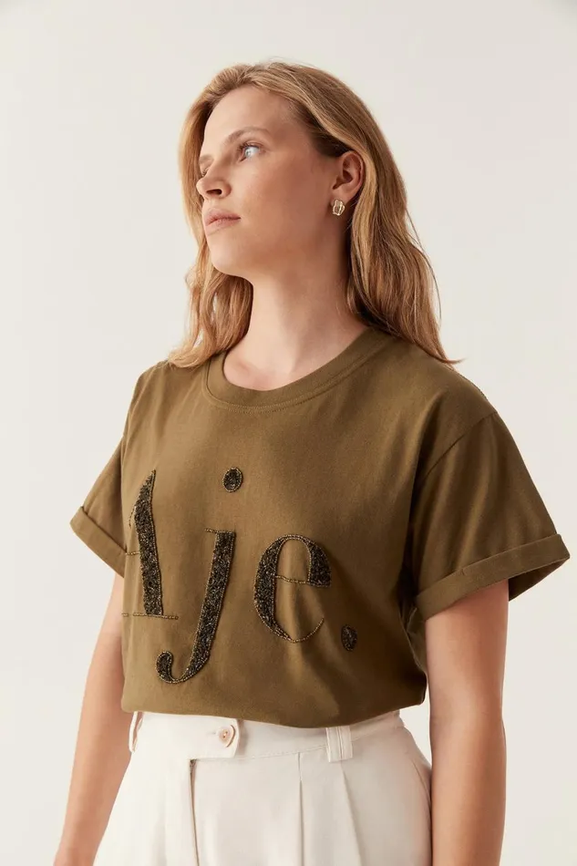 Aje Tees Karma Embellished Tee Deep Olive 8211 Women