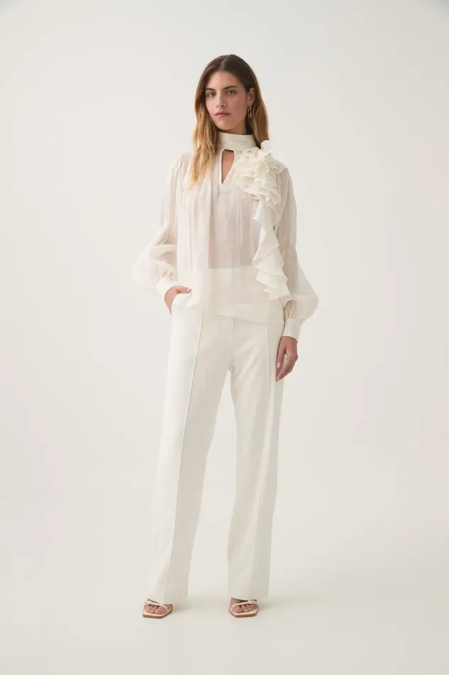 Aje Tops Aura Frilled Tie Blouse Ivory 8211 Women Aje Tops Aura Frilled Tie Blouse Ivory 8211 Women
