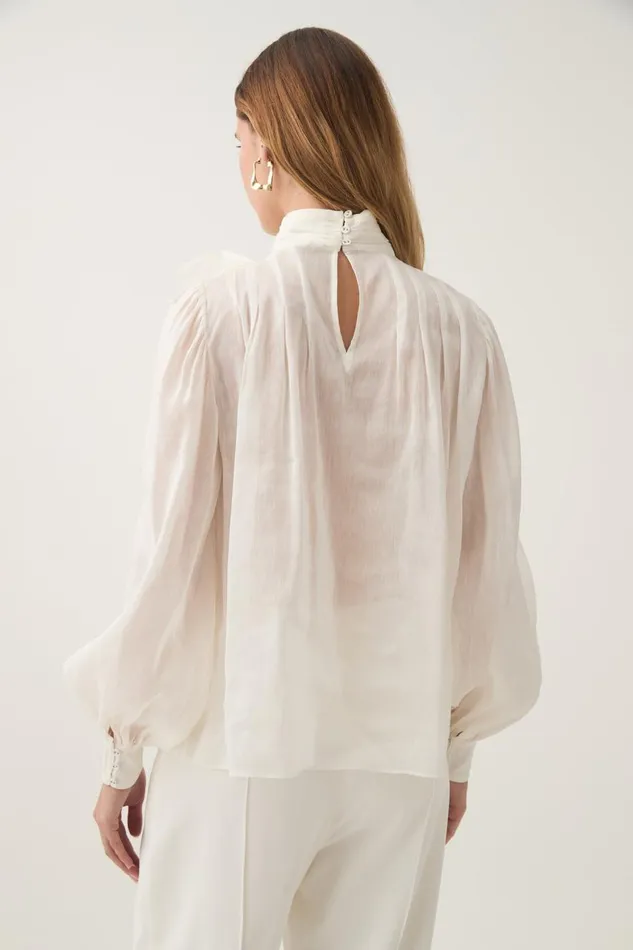 Aje Tops Aura Frilled Tie Blouse Ivory 8211 Women Aje Tops Aura Frilled Tie Blouse Ivory 8211 Women