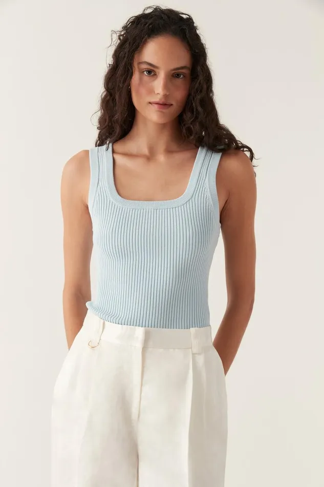 Aje Tops Bronte Scoop Neck Rib Tank Pale Blue 8211 Women