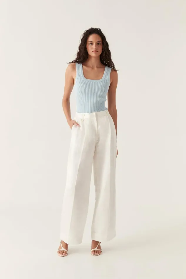 Aje Tops Bronte Scoop Neck Rib Tank Pale Blue 8211 Women