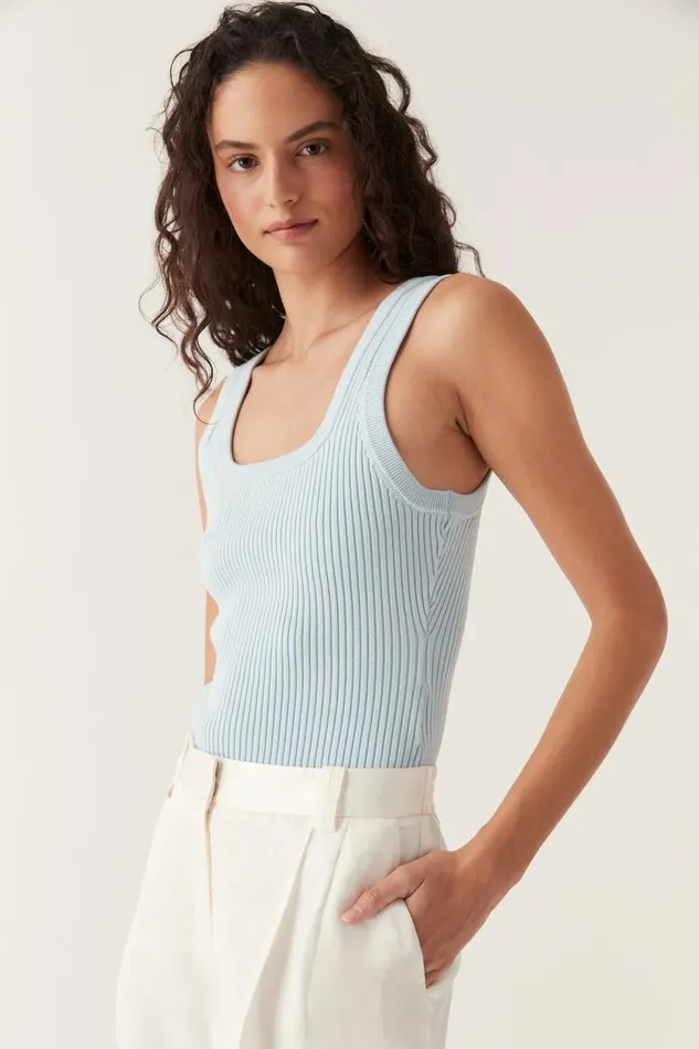 Aje Tops Bronte Scoop Neck Rib Tank Pale Blue 8211 Women