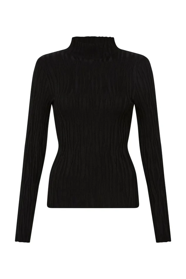 Aje Tops Evie Textured Knit Top Black 8211 Women
