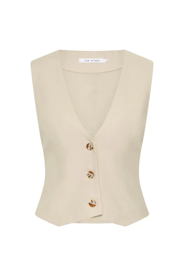 Aje Tops Lucine Tailored Vest Oatmeal 8211 Women Aje Tops Lucine Tailored Vest Oatmeal 8211 Women