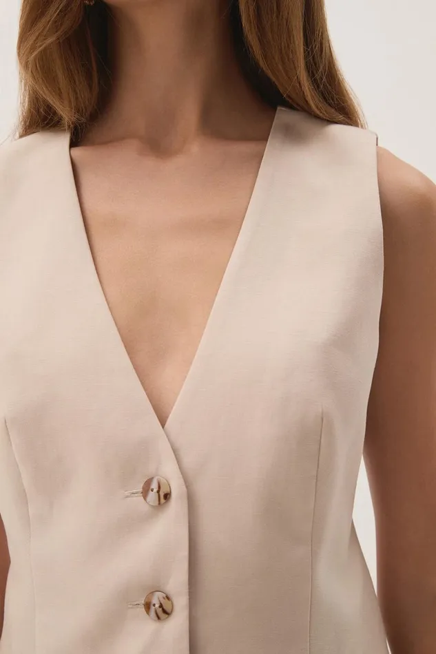 Aje Tops Lucine Tailored Vest Oatmeal 8211 Women Aje Tops Lucine Tailored Vest Oatmeal 8211 Women