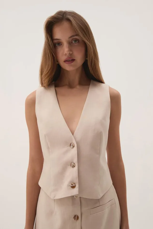Aje Tops Lucine Tailored Vest Oatmeal 8211 Women Aje Tops Lucine Tailored Vest Oatmeal 8211 Women