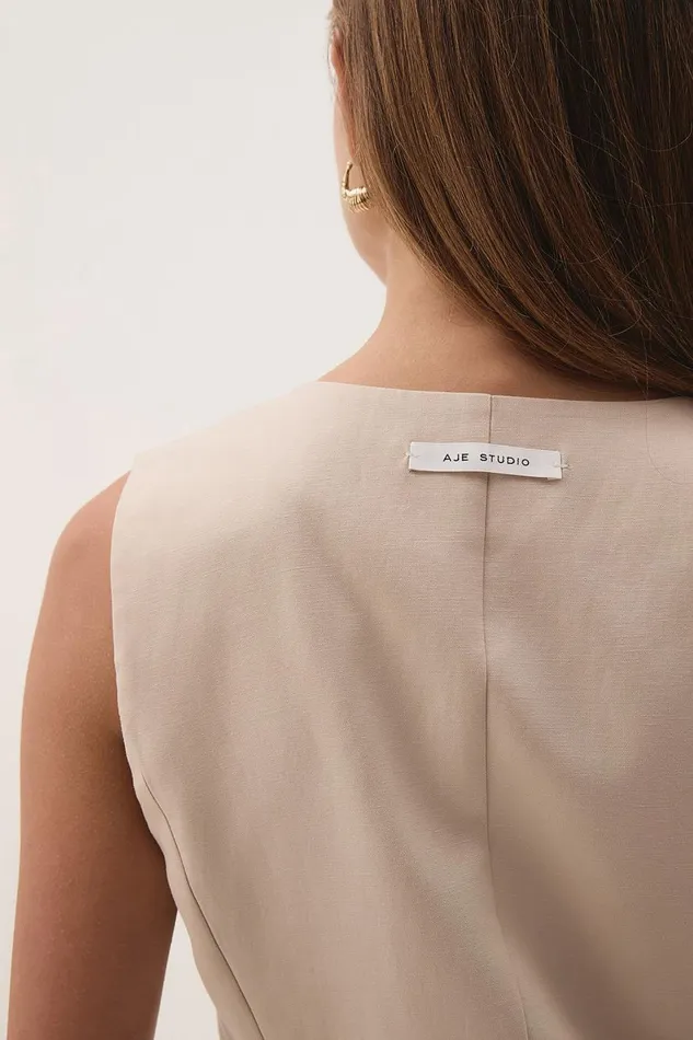 Aje Tops Lucine Tailored Vest Oatmeal 8211 Women Aje Tops Lucine Tailored Vest Oatmeal 8211 Women
