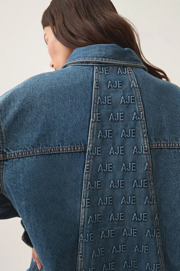 Aje Tops Nika Logo Denim Shacket 90039s Wash 8211 Women Aje Tops Nika Logo Denim Shacket 90039s Wash 8211 Women